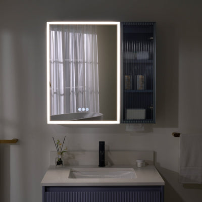 30 in. W x 28 in. H Rectangular Surface Mount LED Mirror Medicine Cabinet in Lavender