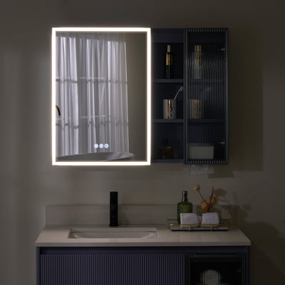 36 in. W x 28 in. H Rectangular Surface Mount LED Mirror Medicine Cabinet in Lavender