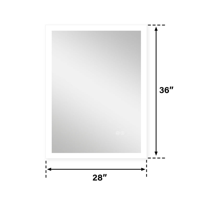 28-in W x 36-in H LED Lit Mirror Rectangular Fog Free Frameless Bathroom Vanity Mirror