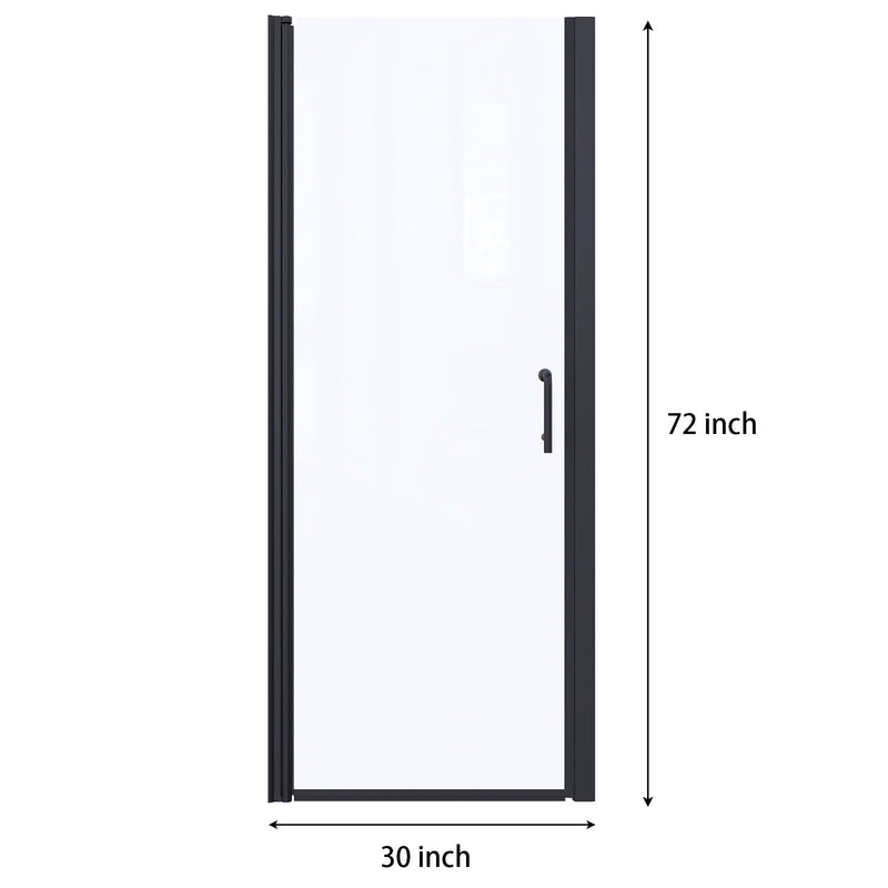 30inch x 72inch Pivot Shower Door Matte Black Frosted Glass Shower Door with Handle