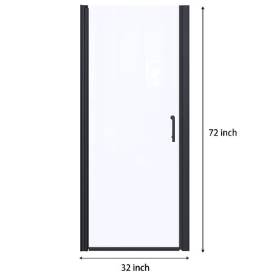 32inch x 72inch Pivot Shower Door Matte Black Frosted Glass Shower Door with Handle