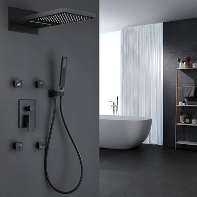Wall Mounted 3-Function Shower System With 4 Body Jets