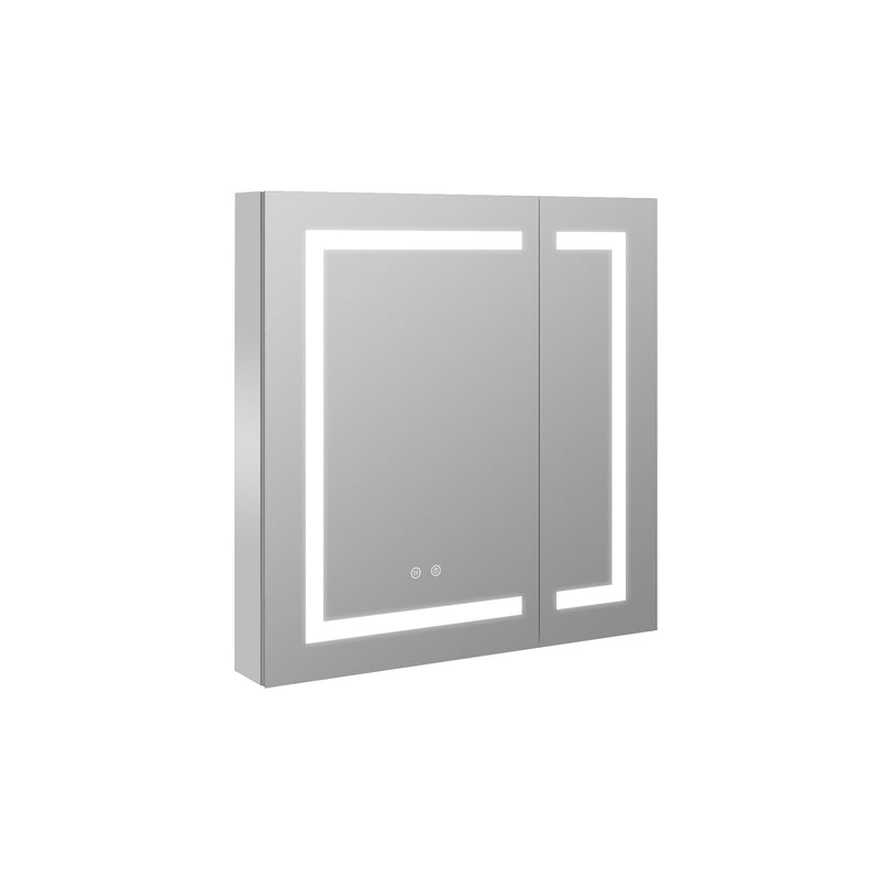 30-in x 30-in Lighted LED Surface/Recessed Mount Aluminum Mirrored Rectangle Medicine Cabinet with Outlet