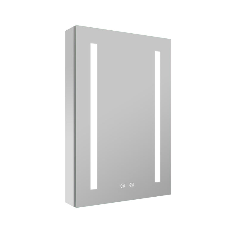 20-in x 30-in Lighted LED Surface/Recessed Mount Mirrored Rectangle Medicine Cabinet with Outlet left Side