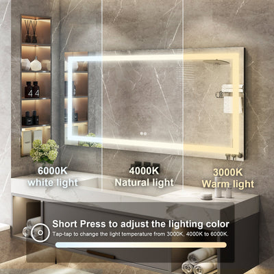 60 in. W x 28 in. H Frameless Rectangular LED Light Bathroom Mirror