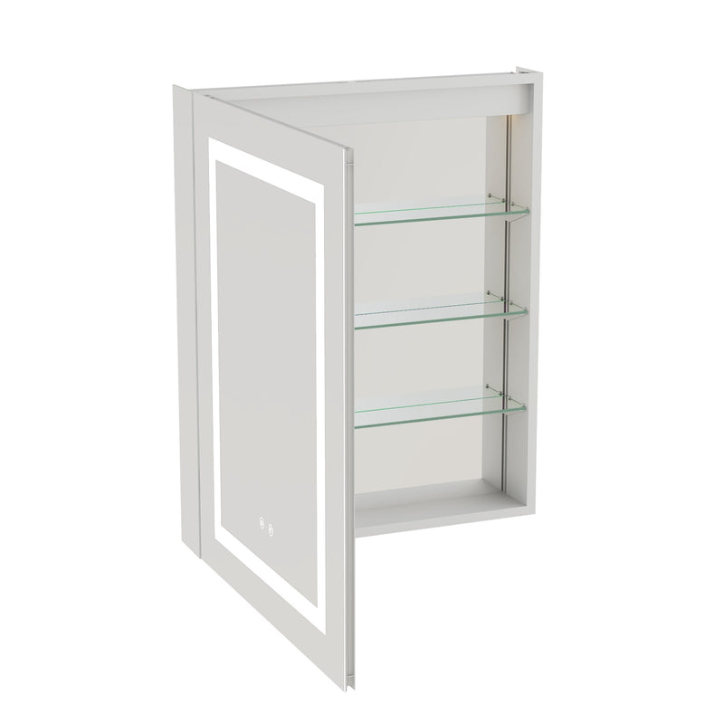 24-in x 30-in Lighted LED Surface/Recessed Mount Silver Mirrored Rectangle Medicine Cabinet with Outlet left Side