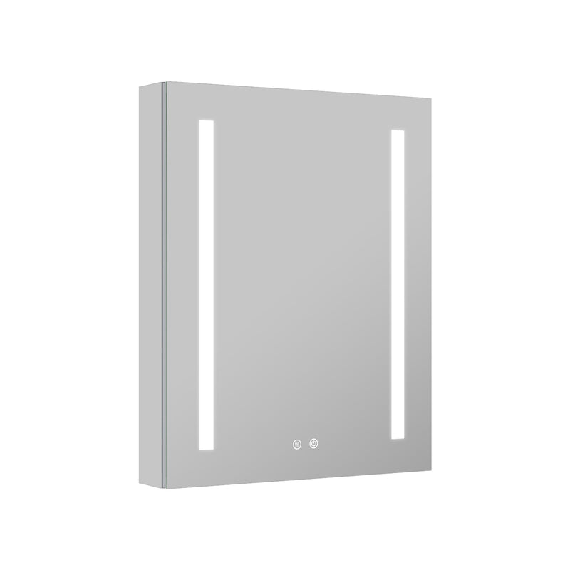 24-in x 30-in Lighted LED Surface/Recessed Mount Mirrored Rectangle Medicine Cabinet with Outlet left Side