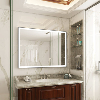 48 in. W x 36 in. H Aluminium Framed Rectangular LED Light Bathroom Vanity Mirror
