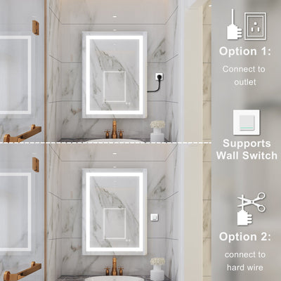 24 in. W x 32 in. H Frameless Rectangular LED Light Bathroom Mirror