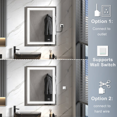 28 in. W x 36 in. H Frameless Rectangular LED Light Wall Mount Bathroom Mirror