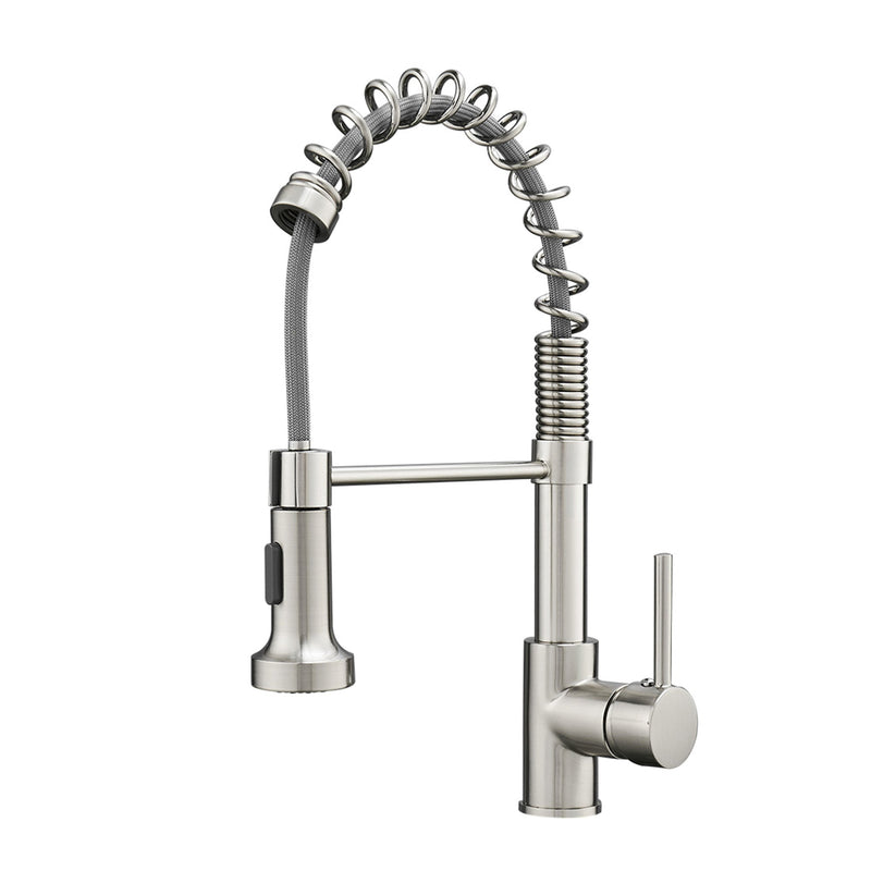 Single Handle Pull Down Sprayer Kitchen Faucet with 360℃ Rotation in Brushed Nickel