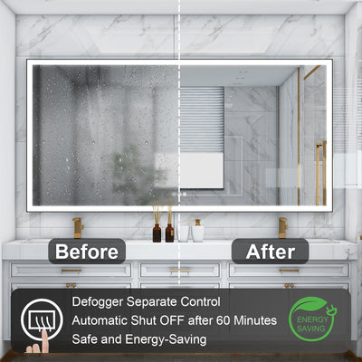 84 in. W x 42 in. H Rectangular Framed LED Light Wall Vertical/Horizontal Bathroom Vanity Mirror