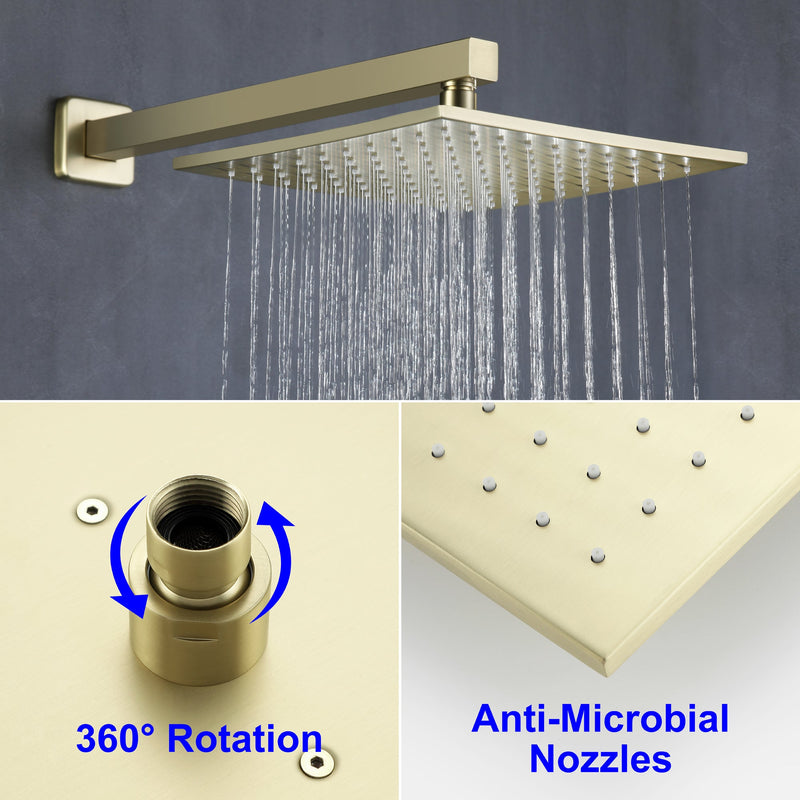 2-Spray Patterns with 1.8 GPM 10 in. Wall Mount Dual Shower Heads with 360-Degree Rotation