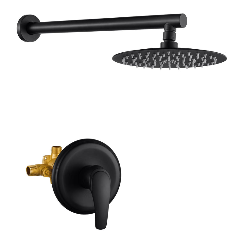 8 in. 1-Spray Patterns with 2.1 GPM Wall Mount Fixed Shower Head with Valve Included