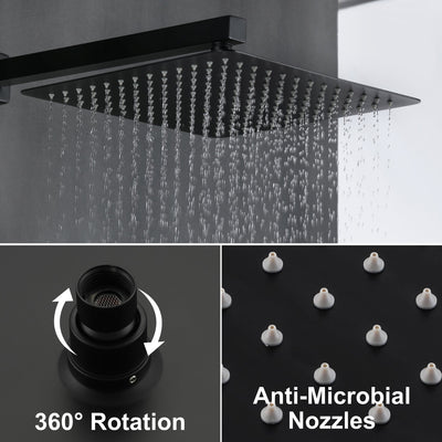 12 in. 3-Spray Patterns with 1.8 GPM Wall Mount Dual Shower Heads with Waterfall Spout