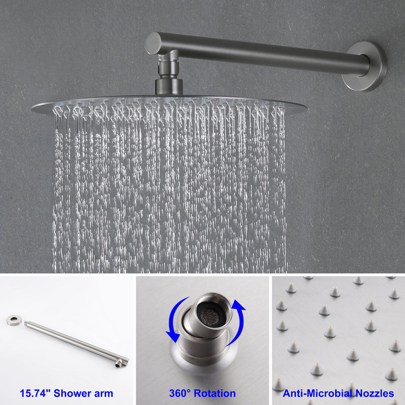 12 in. 2-Spray Patterns with 1.8 GPM Wall Mount Dual Shower Heads with Hand Shower