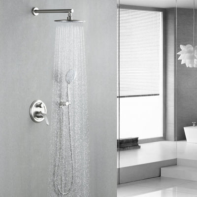 9 in. 2-Spray Patterns with 1.8 GPM Wall Mount Dual Shower Heads with 360-Degree Rotation