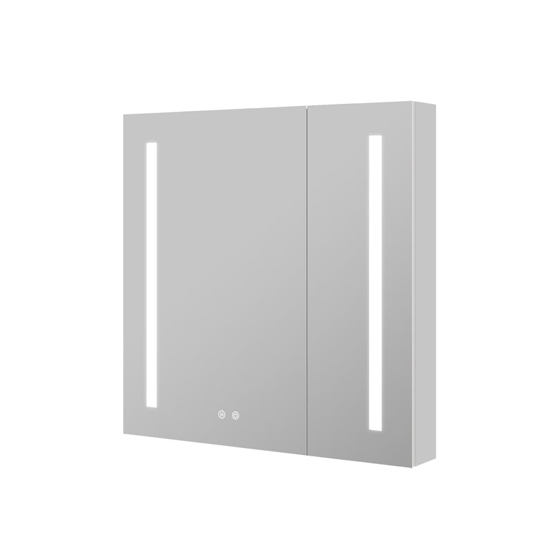 30-in x 30-in Lighted LED Surface/Recessed Mount Aluminum Mirrored Medicine Cabinet with Outlet