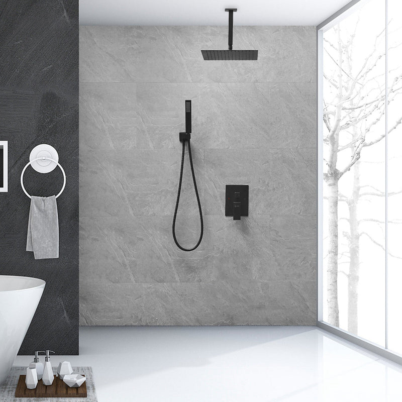 Single-Handle 2-Spray Square High Pressure Shower Faucet with 10 in Ceiling Shower Head