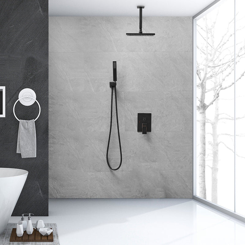 Single-Handle 2-Spray Square High Pressure Shower Faucet with 10 in Ceiling Shower Head