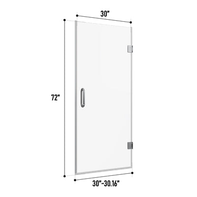 30'' W x 72'' H Frameless Shower Door in Chrome with Clear Glass