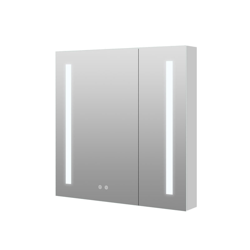 36-in x 30-in Lighted LED Surface/Recessed Mount Aluminum Mirrored Medicine Cabinet with Outlet