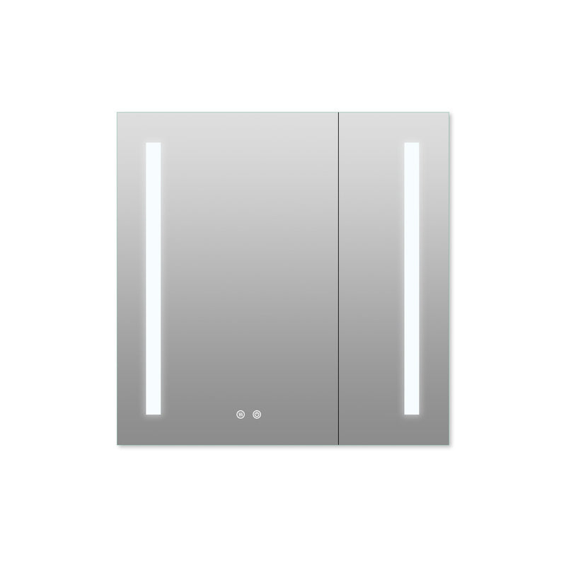 36-in x 30-in Lighted LED Surface/Recessed Mount Aluminum Mirrored Medicine Cabinet with Outlet