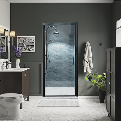36inch  x 72inch  Pivot Shower Door Matte Black Frosted Glass Shower Door with Handle