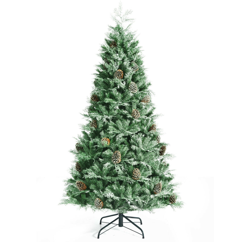 Snow Flocked Artificial Christmas Tree with 715 Glitter PE and PVC Tips