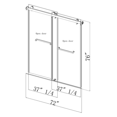 32-1/4-in to 34-1/4-in W x 76-in H Frameless Sliding Soft Close Standard Shower Door (Tempered Glass)