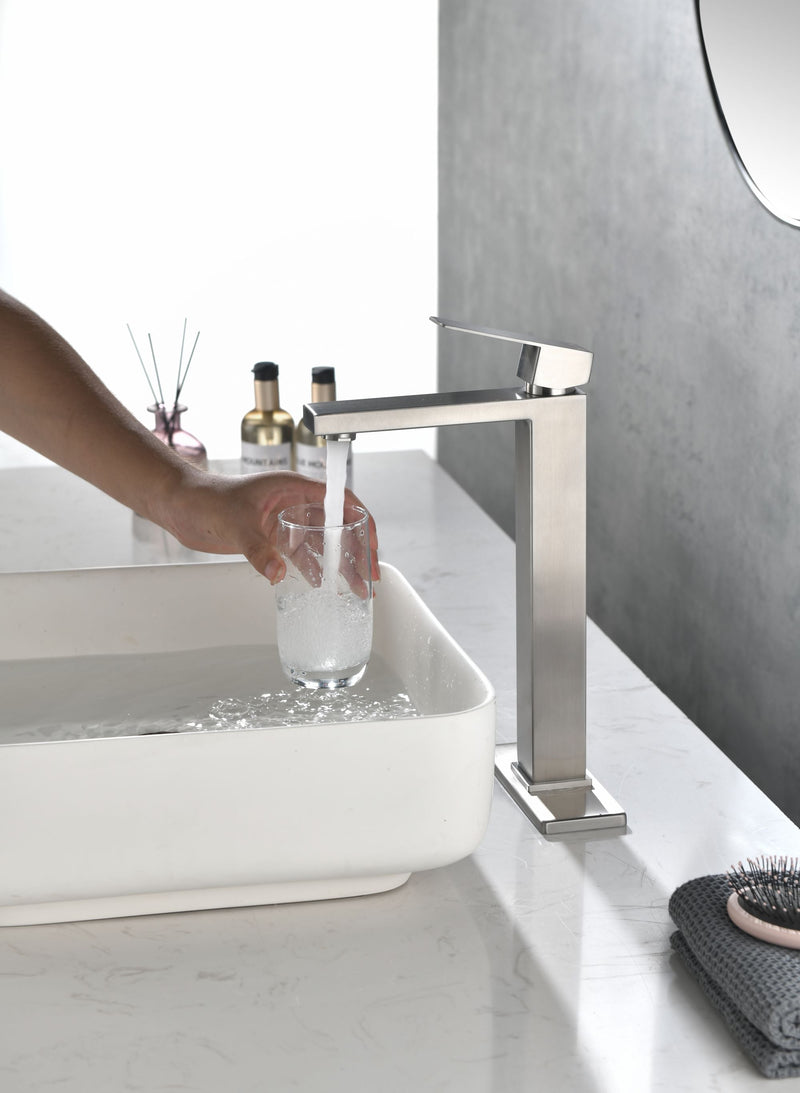 Single Handle Waterfall Spout Bathroom Vanity Sink Faucet