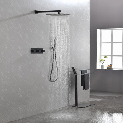 Brass Matte Black Shower Faucet Set Shower System