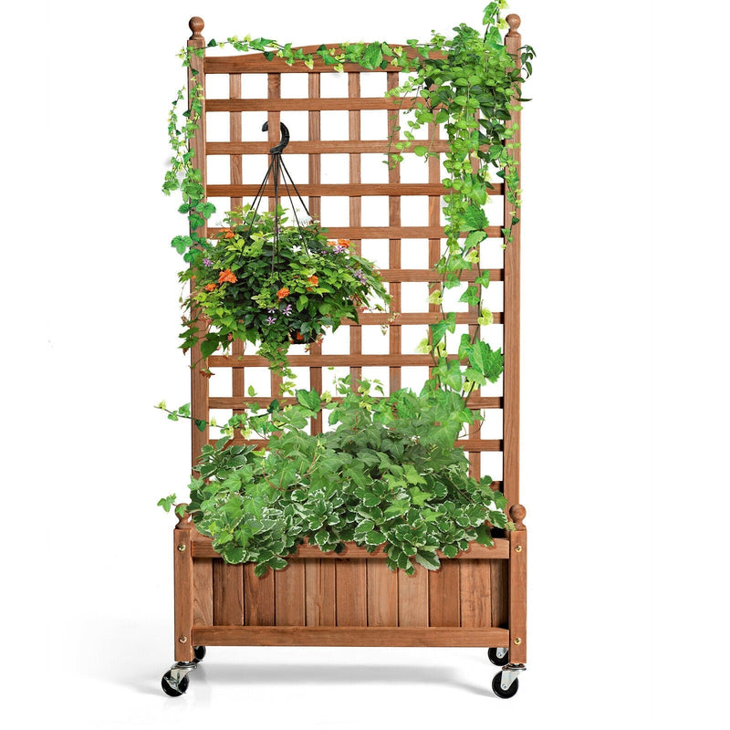 50in Wood Planter with Trellis for Climbing Plant