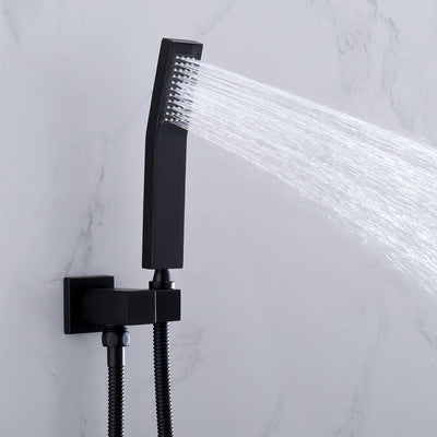 Wall Mount Matte Black Rainfall Shower Head System Shower Faucet