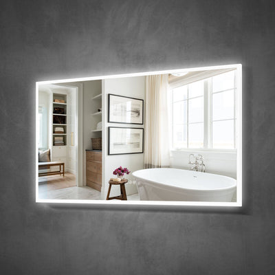 55 in. W x 30 in. H Rectangular Frameless Anti-Fog LED Light Dimmable Wall Mount Premium Bathroom Vanity Mirror