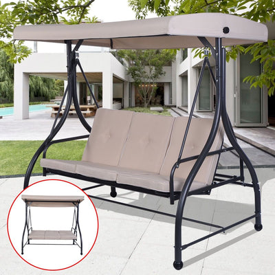 3 Seats Converting Outdoor Swing Canopy Hammock with Adjustable Tilt Canopy