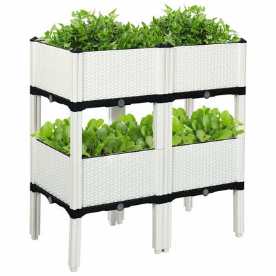 Set of 4 Elevated Flower Vegetable Herb Grow Planter Box