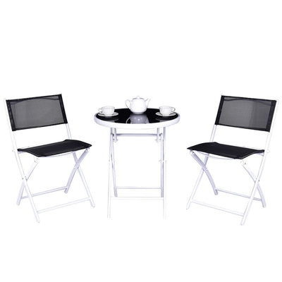 3 Pcs Folding Garden Patio Table Chairs Set