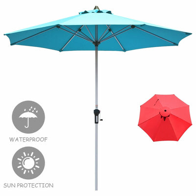 9' Patio Outdoor Market Umbrella with Aluminum Pole without Weight Base