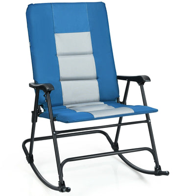 Foldable Rocking Padded Camping Chair with Backrest and Armrest