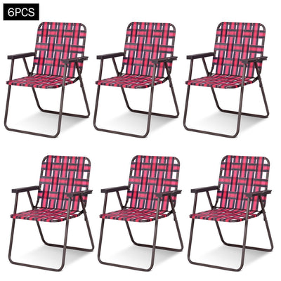 6 Pcs Folding Beach Chair and Lawn Web Chair