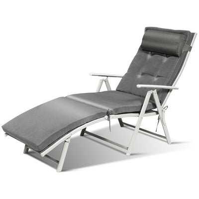 Folding 7-position Lounge Chair with Detachable Headrest and Cushion