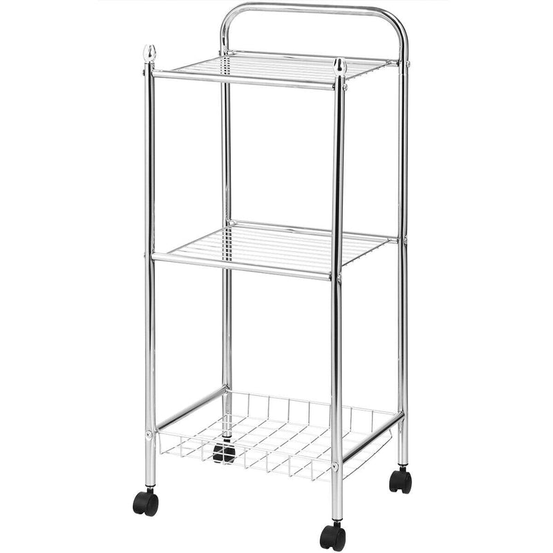 3-Tier Metal Mesh Rolling Utility Cart with Wheels