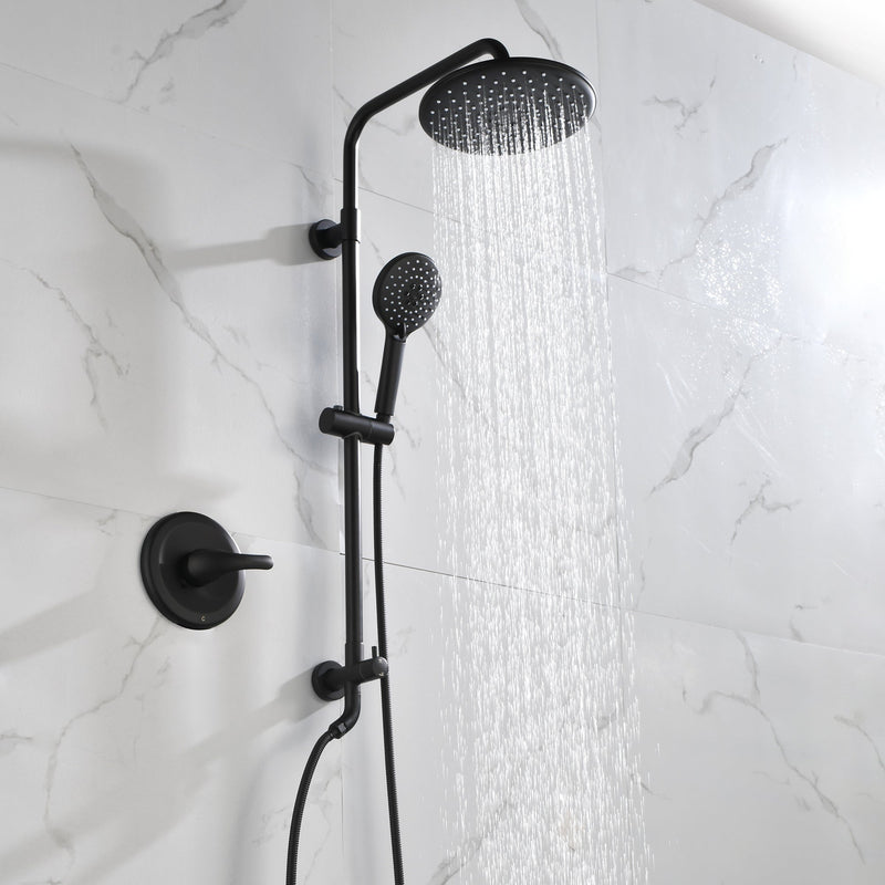 10 in. Wall Mount Dual Shower Heads with Handheld Shower  in Matte Black