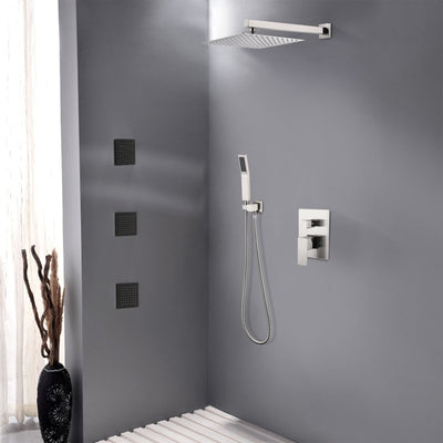 Brushed Nickel Spray Showerhead Ceiling Mounted Shower System