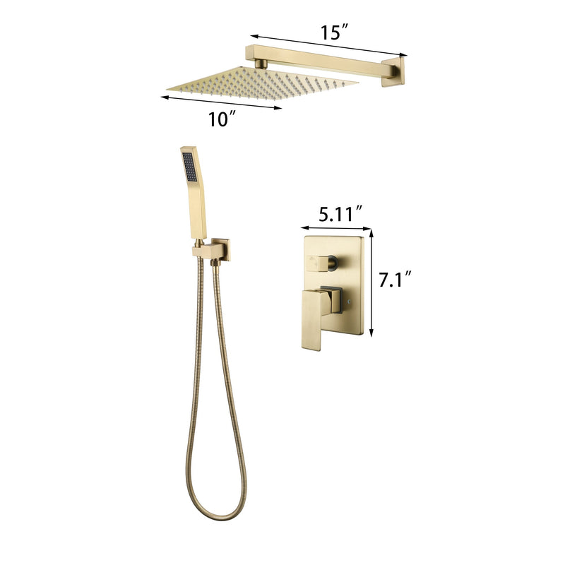 Golden Brushed Spray Showerhead Ceiling Mounted Shower System