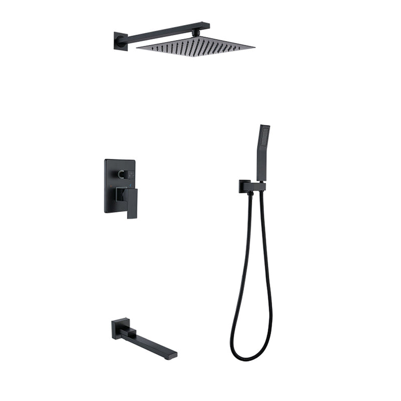 Single Handle 1-Spray High Pressure Tub and Shower Faucet with Hand Shower in Matte Black