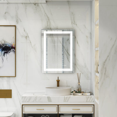 24 in. W x 32 in. H Frameless Rectangular LED Light Wall Mount Bathroom Mirror