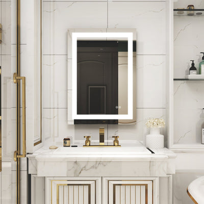 20 in. W x 28 in. H Frameless Rectangular LED Light Bathroom Mirror