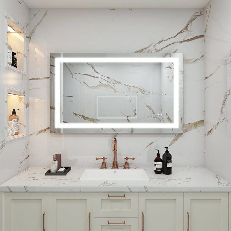 40 in. W x 24 in. H Frameless Rectangular LED Light Bathroom Mirror